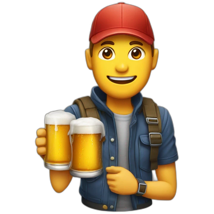 Une bière avec un casquette  emoji