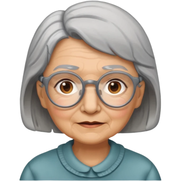 grandmother with glasses and gray hair, grizzle half body emoji