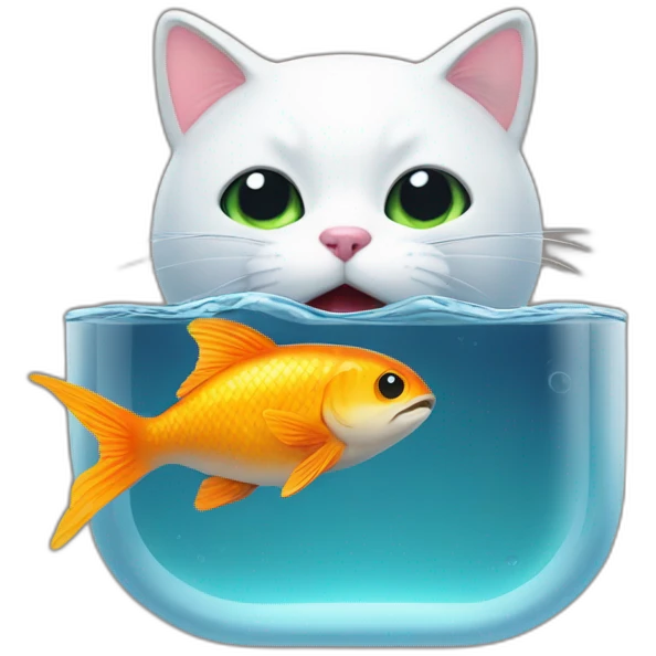 Un chat avec un poisson dans la bouche emoji