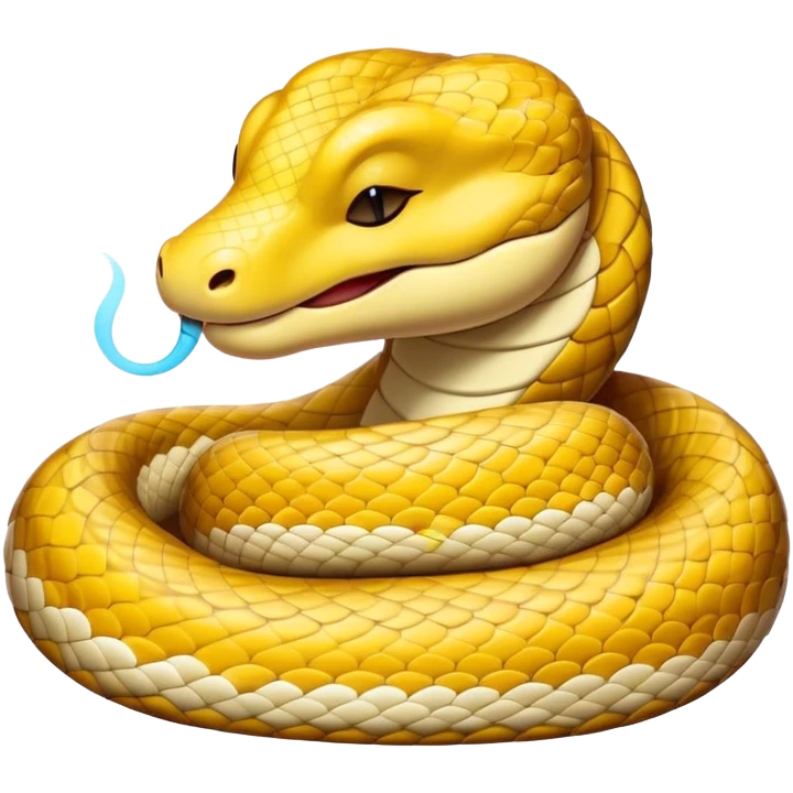 Meme-Worthy cute Sleeping Python Portrait Emoji, Head and coiled body resting peacefully with a contented smile, showcasing intricately patterned scales and eyes gently closed in serene slumber, Simplified yet comically adorable features, highly detailed, glowing with a soft, drowsy glow, high shine, relaxed and utterly lovable, stylized with an air of playful laziness, bright and heartwarming, soft glowing outline, capturing the essence of a sleeping serpent that feels destined to become the next viral icon of adorable rest! emoji