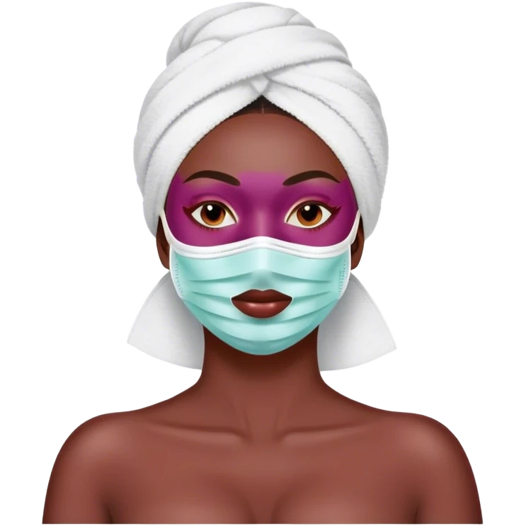 Lady with face mask spa beauty full face relaxing Burgundy emoji