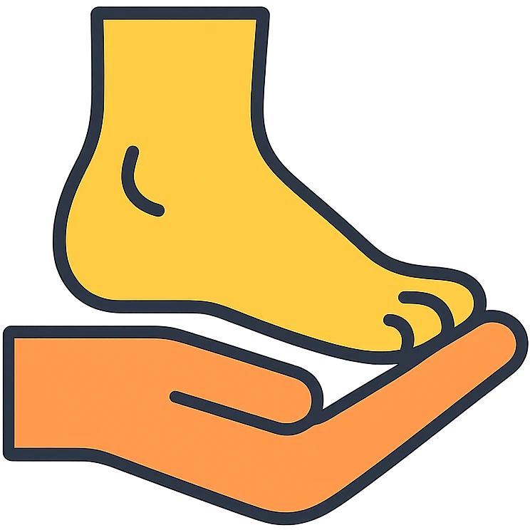 a hand holding a foot emoji