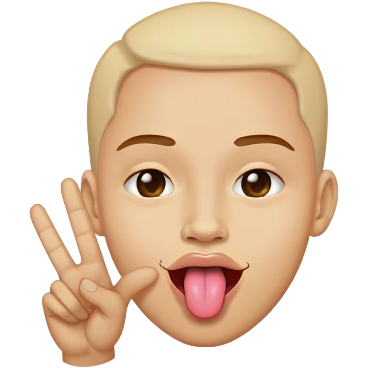 Tongue sticking out with the peace sign up emoji