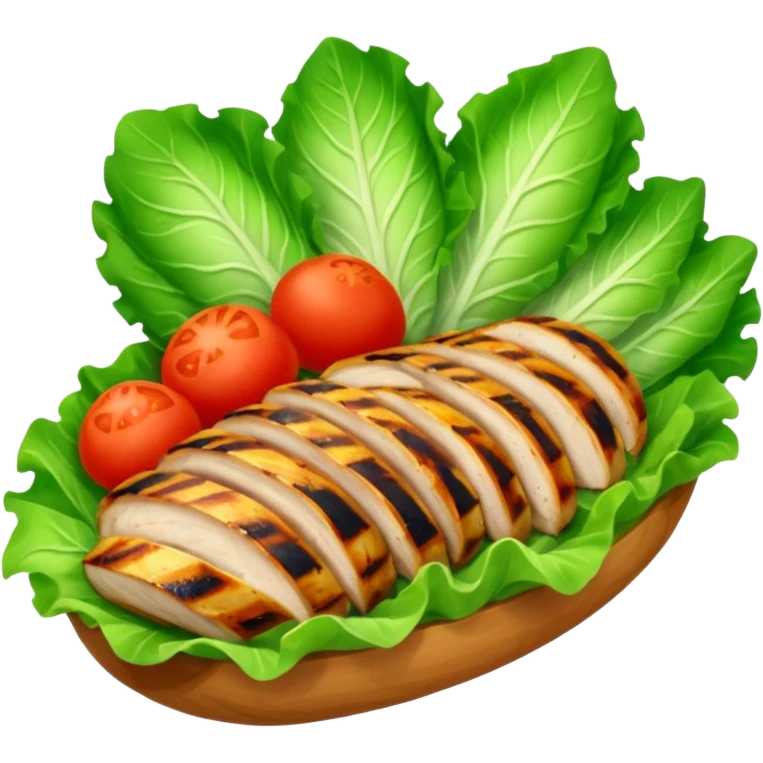 Lettuce wrapped grilled chicken, tomato, lettuce. emoji