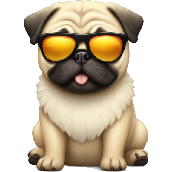 Fluffy pug with sun glasses  emoji