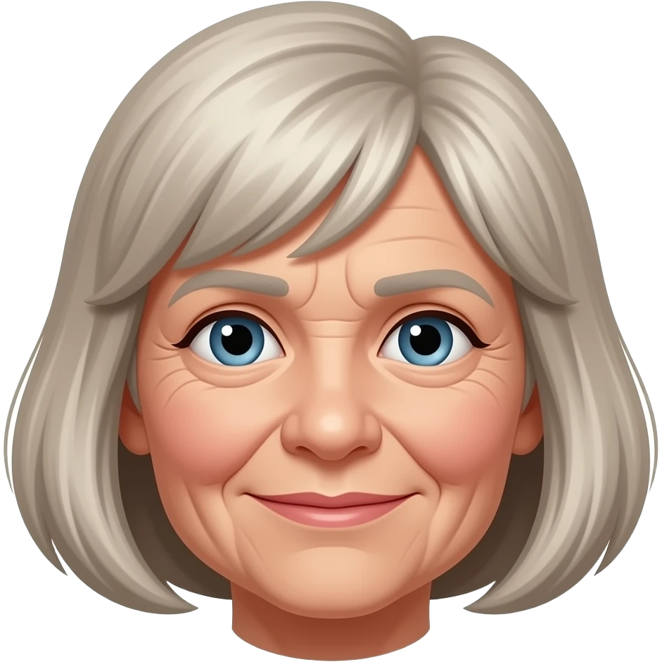 Elderly woman with gray blond hair medium bob and wrinkles emoji