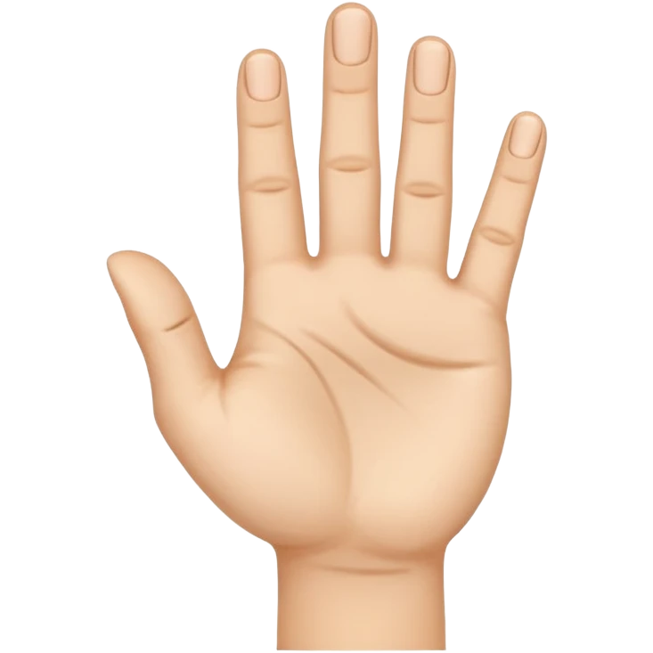 a hand with the palm facing the screen, the thumb, index and middle fingers are open emoji