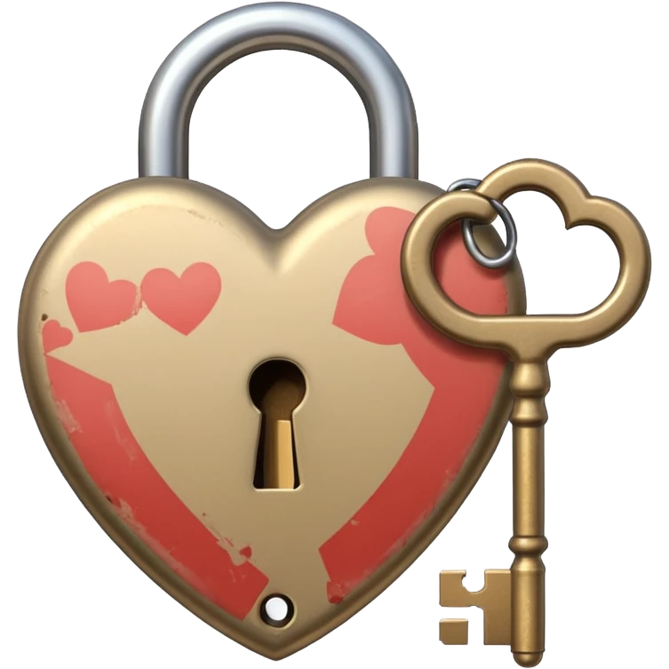 beige heart-shaped lock and key emoji