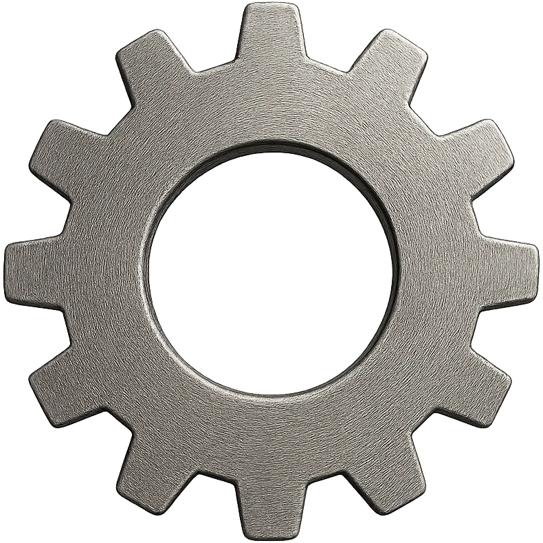 a single metallic cog, simple design emoji