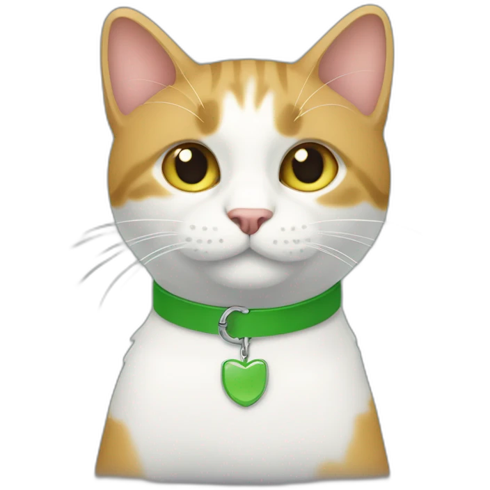 gato rayado usando un collar verde emoji