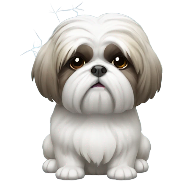Shih tzu frowning with a storm cloud over his head emoji