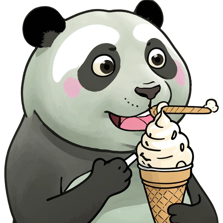 Panda eating ice cream emoji