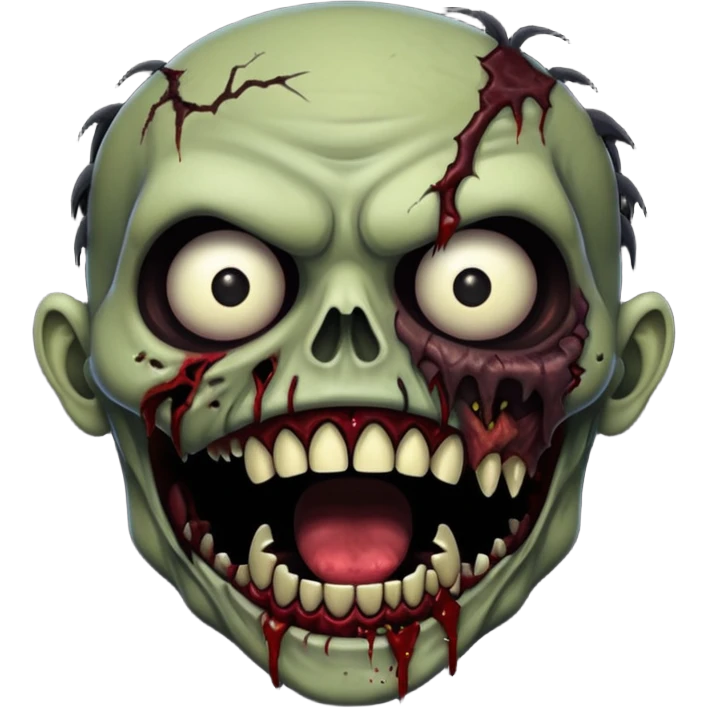 Rotting zombie, open mouth with fangs, horror textures, dark style, no background






 emoji