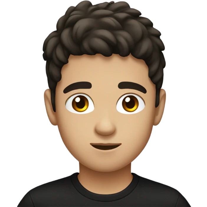 teenage boy with dark brown hair and black t shirt emoji