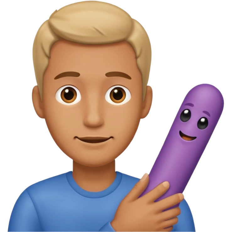 Man hugging a Penis dildo emoji