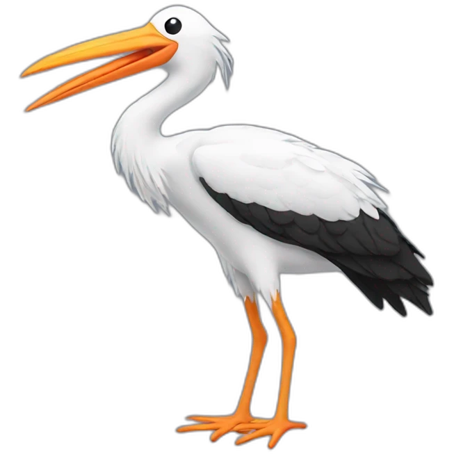 Stork carrying baby in beak emoji