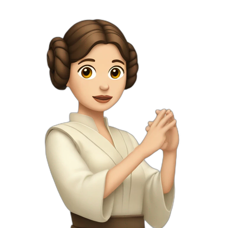 Princesa Leia saludando con la mano levantada emoji