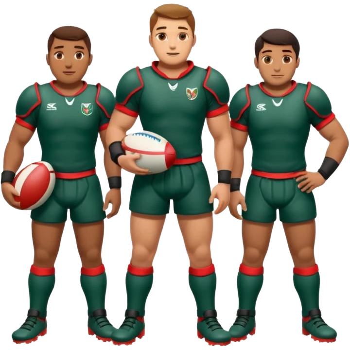 Batalla medieval protagonizada por jugadores y jugadoras de rugby con botas de rugby agarrando armamento y uno de ellos un balon emoji