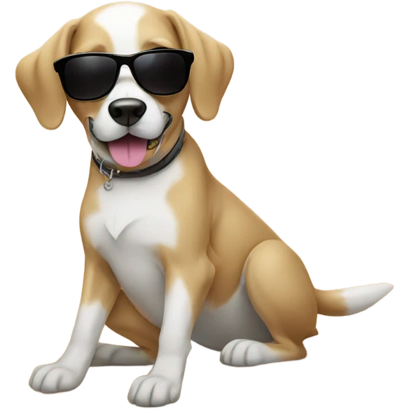 Dog with sunglasses in the beach emoji