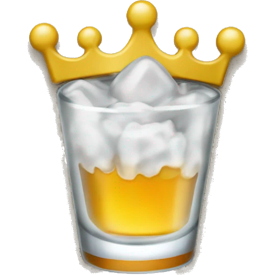 A fizzy shotglass inside of a crown emoji