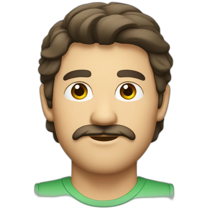 moreno con pelo piel clara sin bigote con ojos verdes emoji