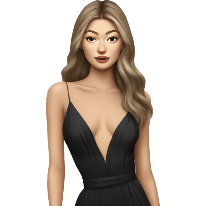 gigi hadid dark hair long dress emoji