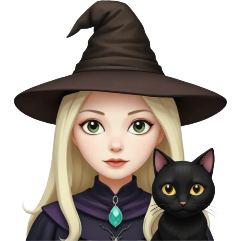 Witch with cat companion emoji