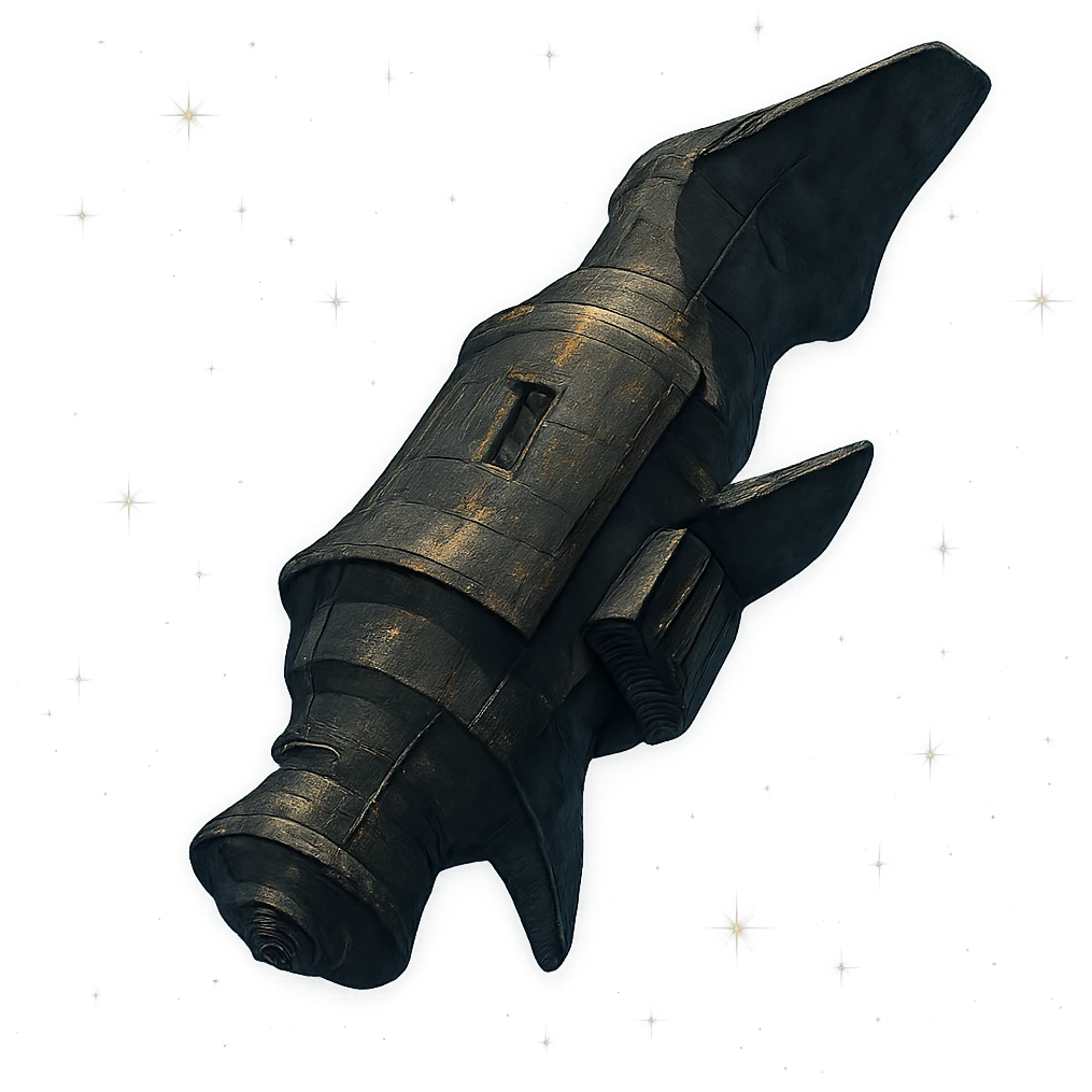 detailed and atmospheric Black Knight Satellite with stars emoji