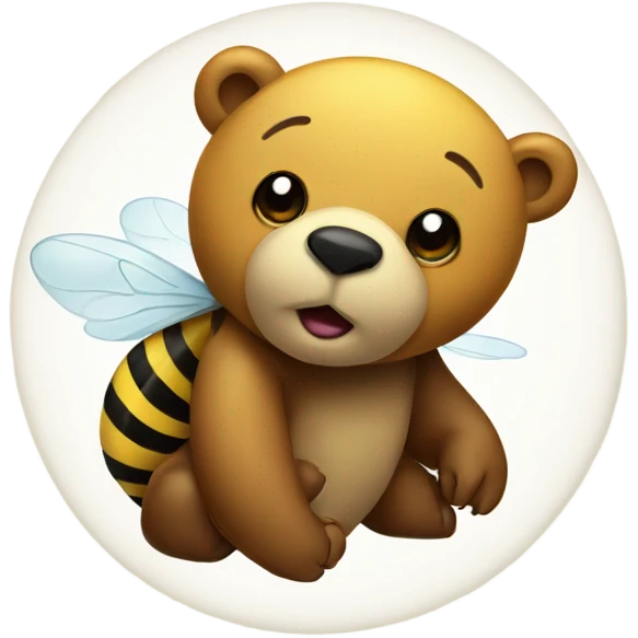 Bear and one honey bee  emoji