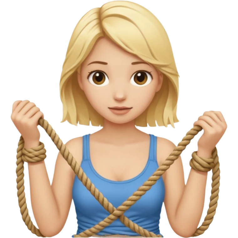 Blonde girl, lots of rope, revealing emoji