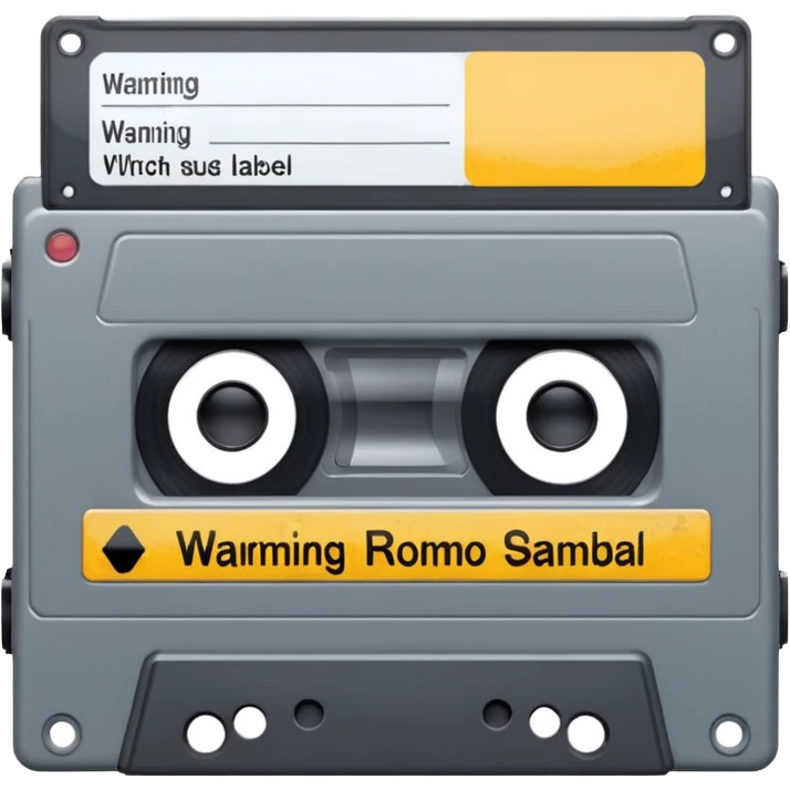 VHS tape with scratched warning label.
 emoji