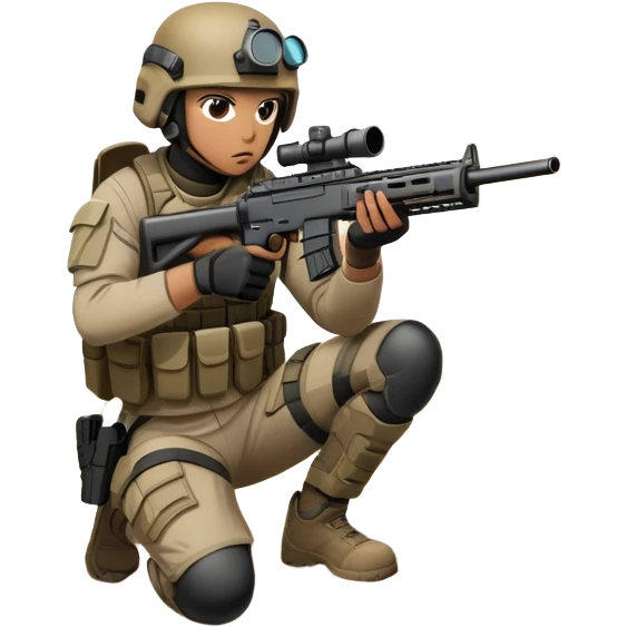 A skilled airsoft player in tactical gear, aiming a gun and shooting metal BBs in a desolate, ruined landscape. The setting is filled with broken walls and debris, creating a tense atmosphere of strategy and precision in a high-stakes tactical environment emoji