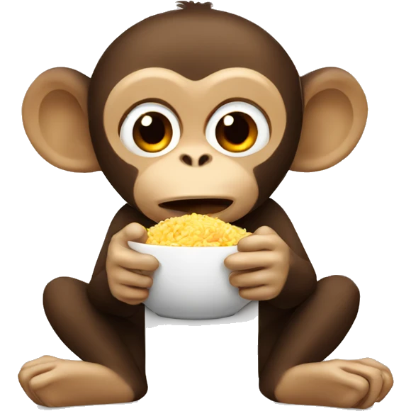 Monkey eating rice emoji