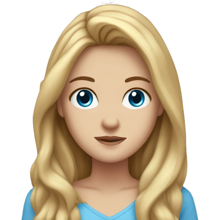 white girl with blue eyes and brown long hair that is blonde at the bottem  emoji