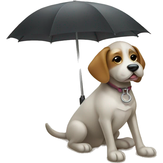 Dog sitting on a beach under an umbrella emoji