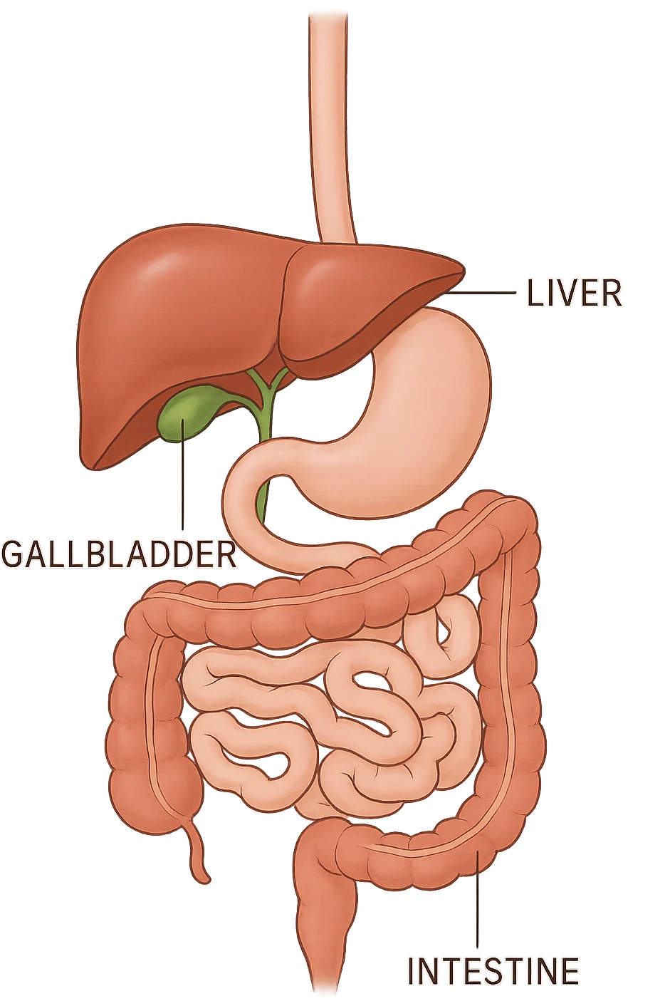 Connessione visiva con linee fegato , intestino e cistifellea emoji
