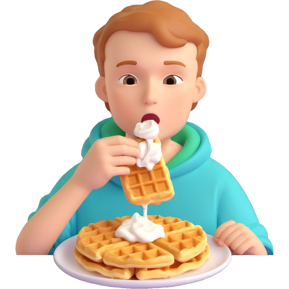 A boy named Maxim who loves to eat waffles with sour cream emoji