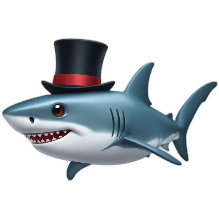 Shark with a top hat emoji