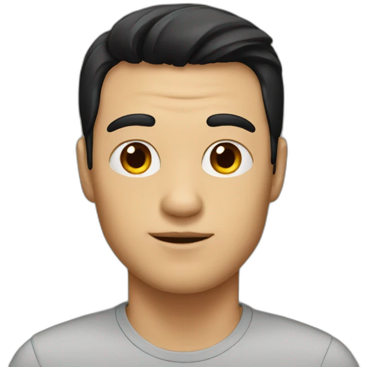 A man with black-hair and a black-cat emoji