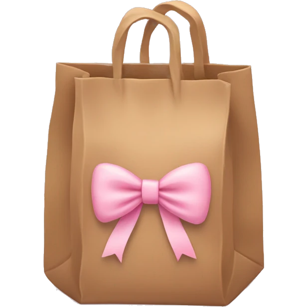 Brown bag with pastel pink bow emoji