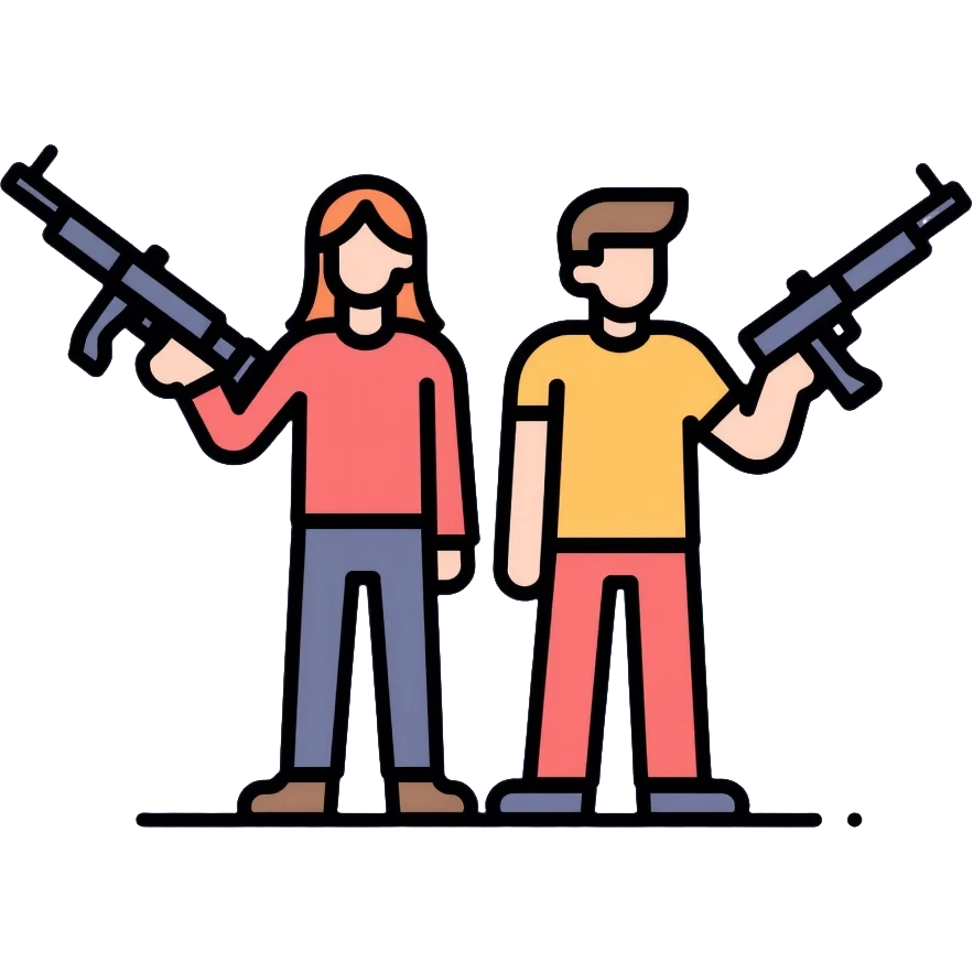two people with weapons emoji