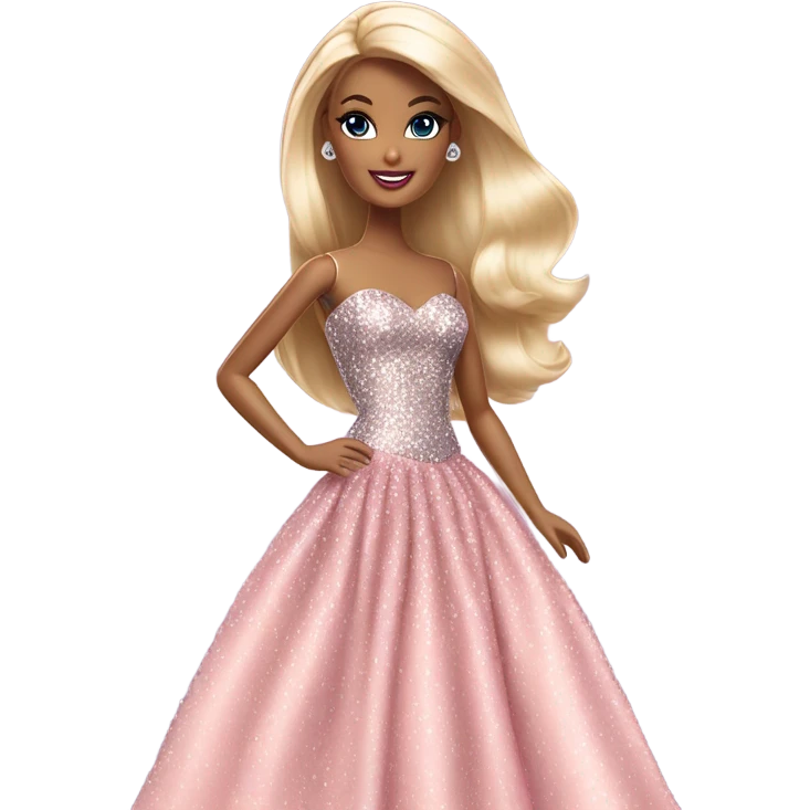 Barbie doll in a prom dress emoji