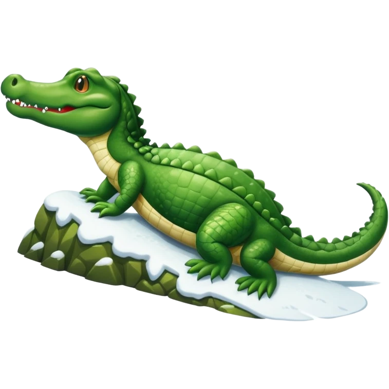 alligator sliding down snowy hill emoji