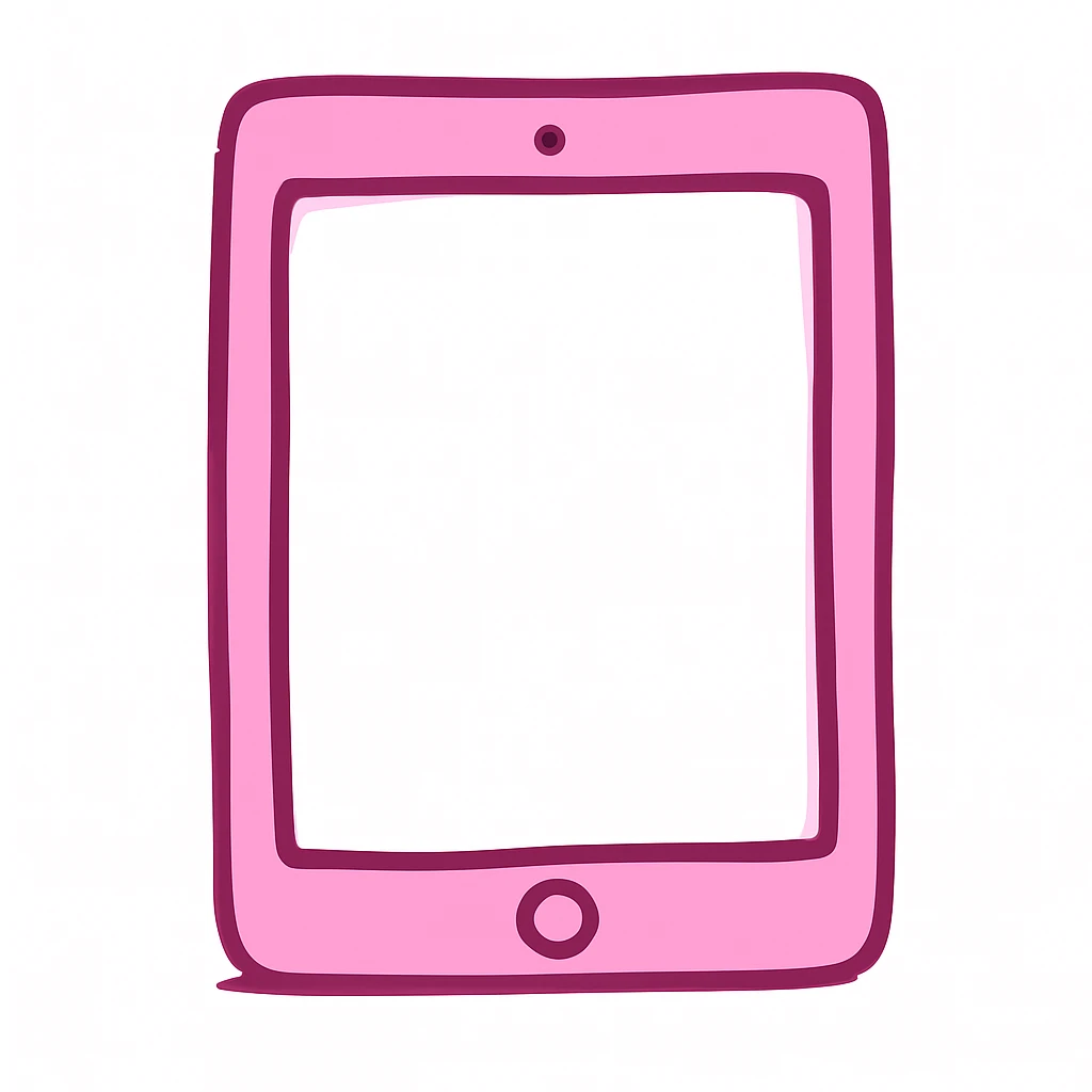 Change the iPad color to pink, keep the style and background as is. The style of the original image should be preserved. emoji