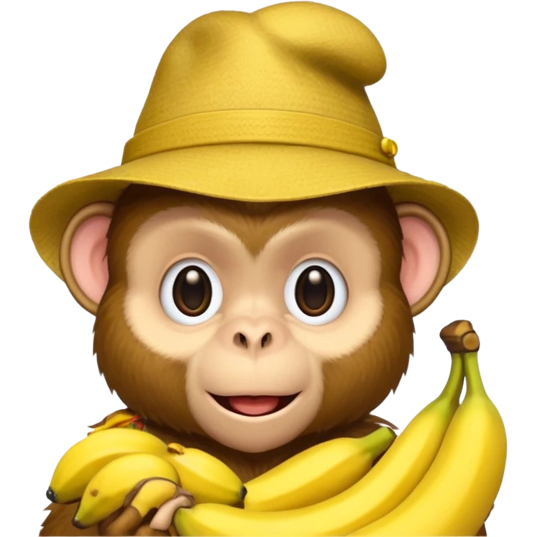 monkey with banana and wearing hat emoji