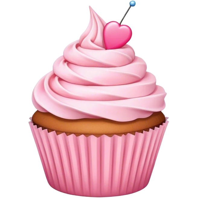 Cupcake with white paper and pastel pink icing emoji