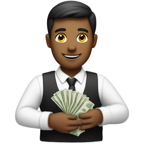 waiter with money in hands emoji