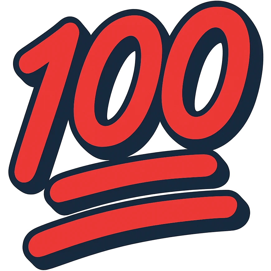 classic red 100 emoji, bold, with two underlines emoji