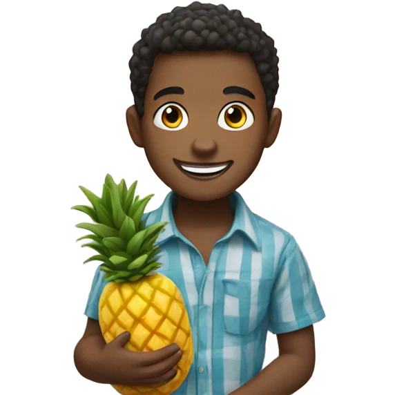 Boy holding a pineapple emoji