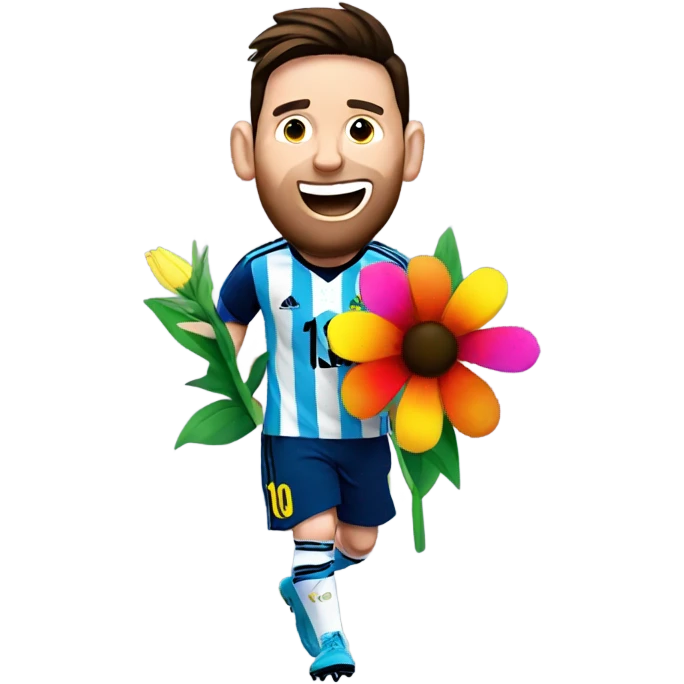 Messi with a flower in his mouth  emoji